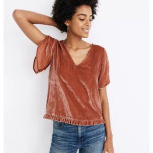 Madewell Tulip-Sleeve Velvet Top- Size M- EUC